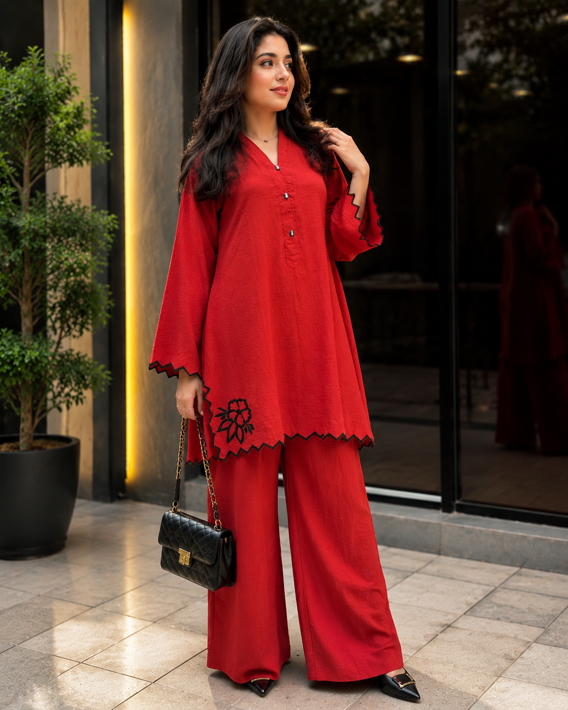 Model wearing a FAROO fashion outfit